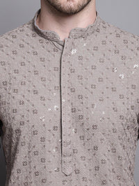 Jompers Floral Embroidered Thread Work Sequinned Pure Cotton Kurta