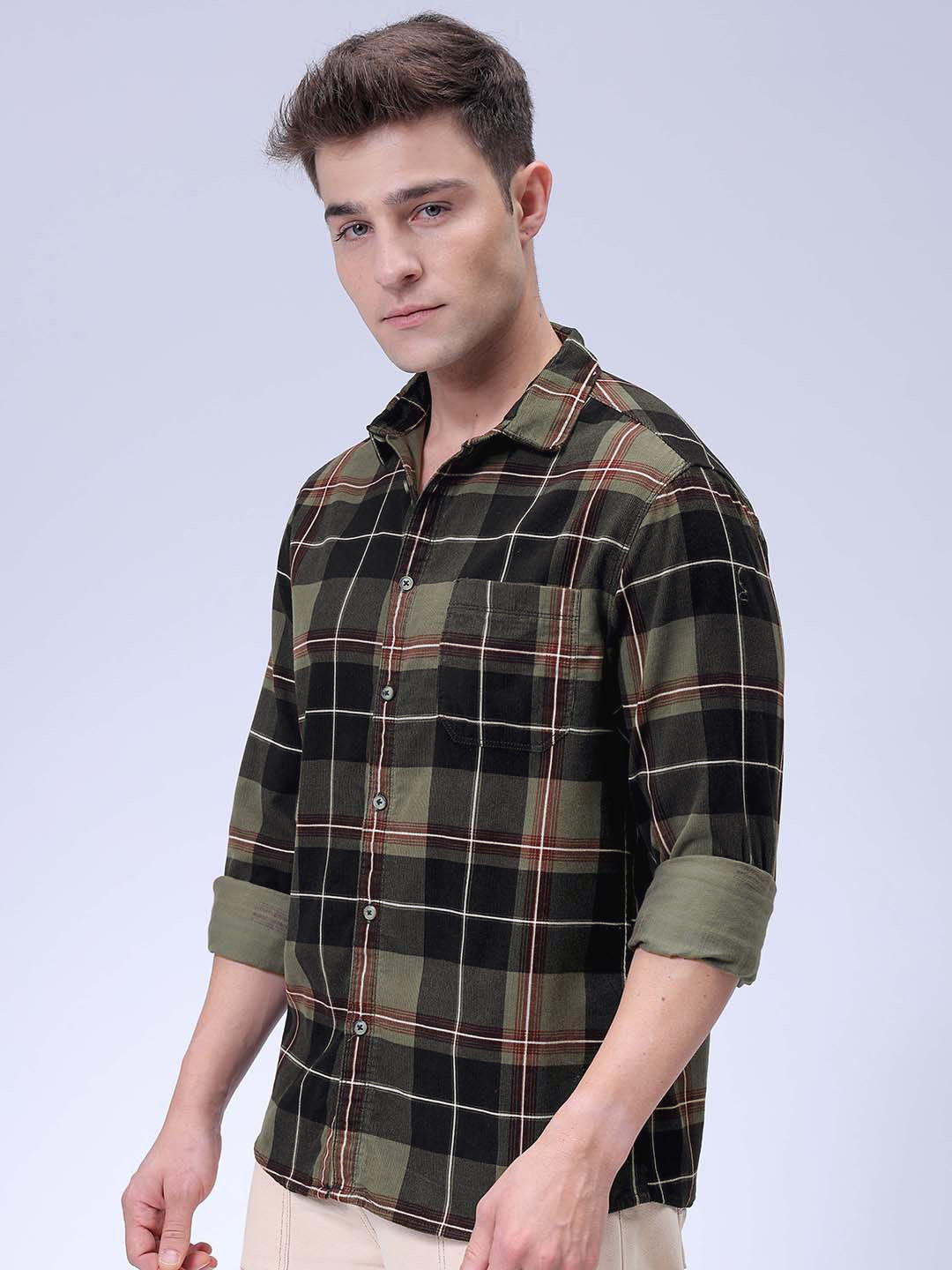 The Indian Garage Co Spread Collar Tartan Checked Casual Shirt