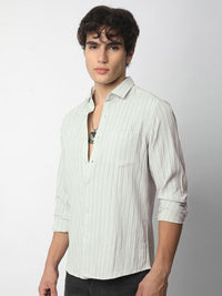 VASTRADO Men Classic Spread Collar Textured Slim Fit Casual Shirt