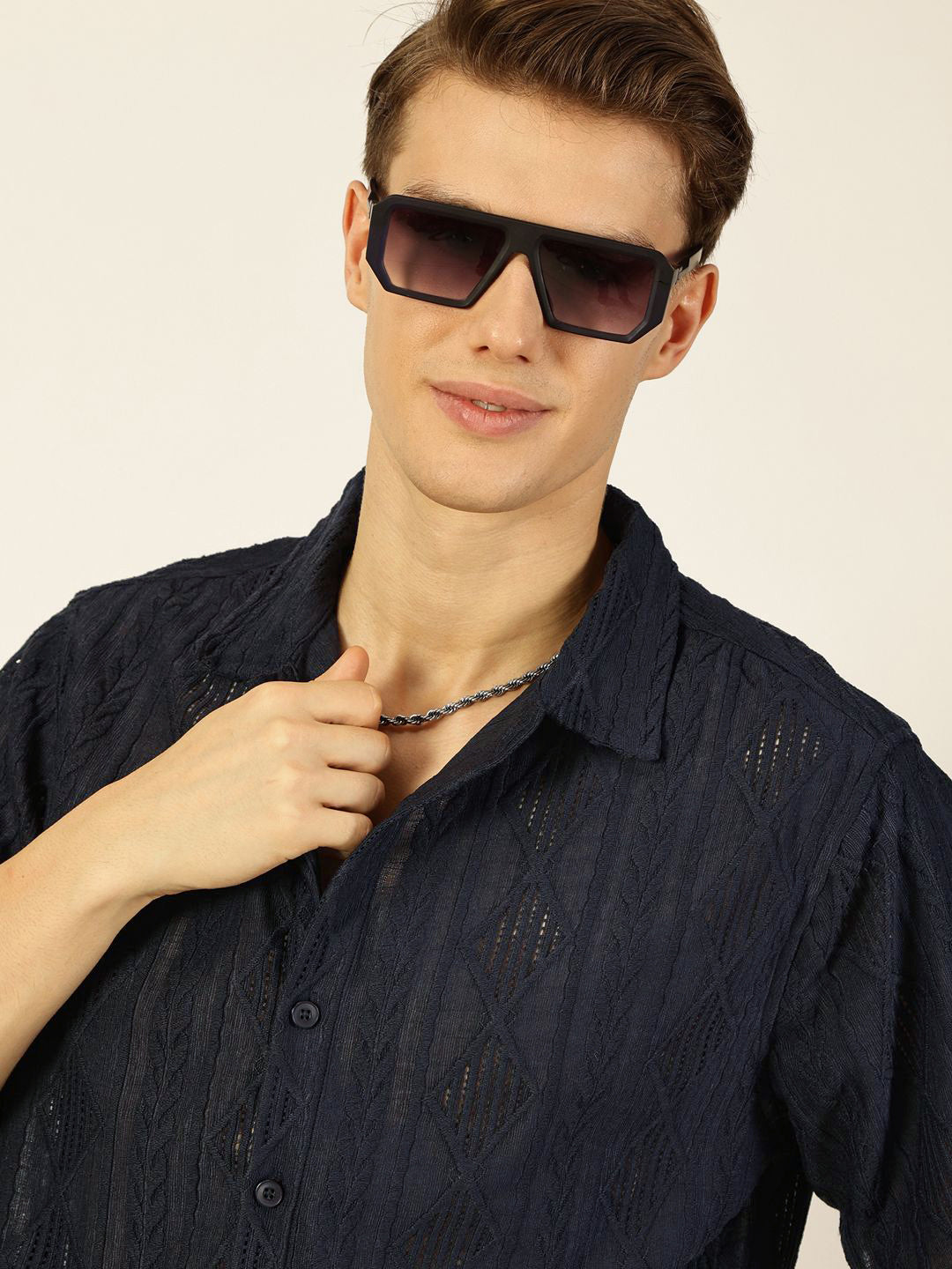 Thomas Scott Men Premium Semi Sheer Casual Shirt