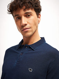 THE BEAR HOUSE Pure Cotton  Self Design Polo Collar T-shirt