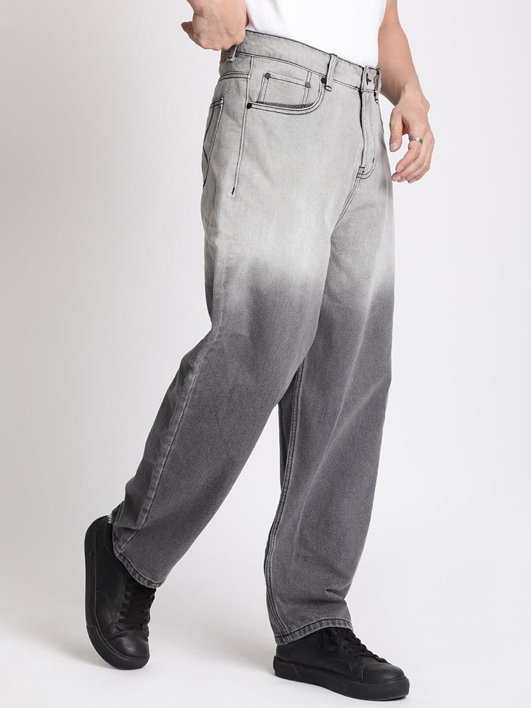 Bene Kleed Men Baggy Fit Pure Cotton Ombre Jeans