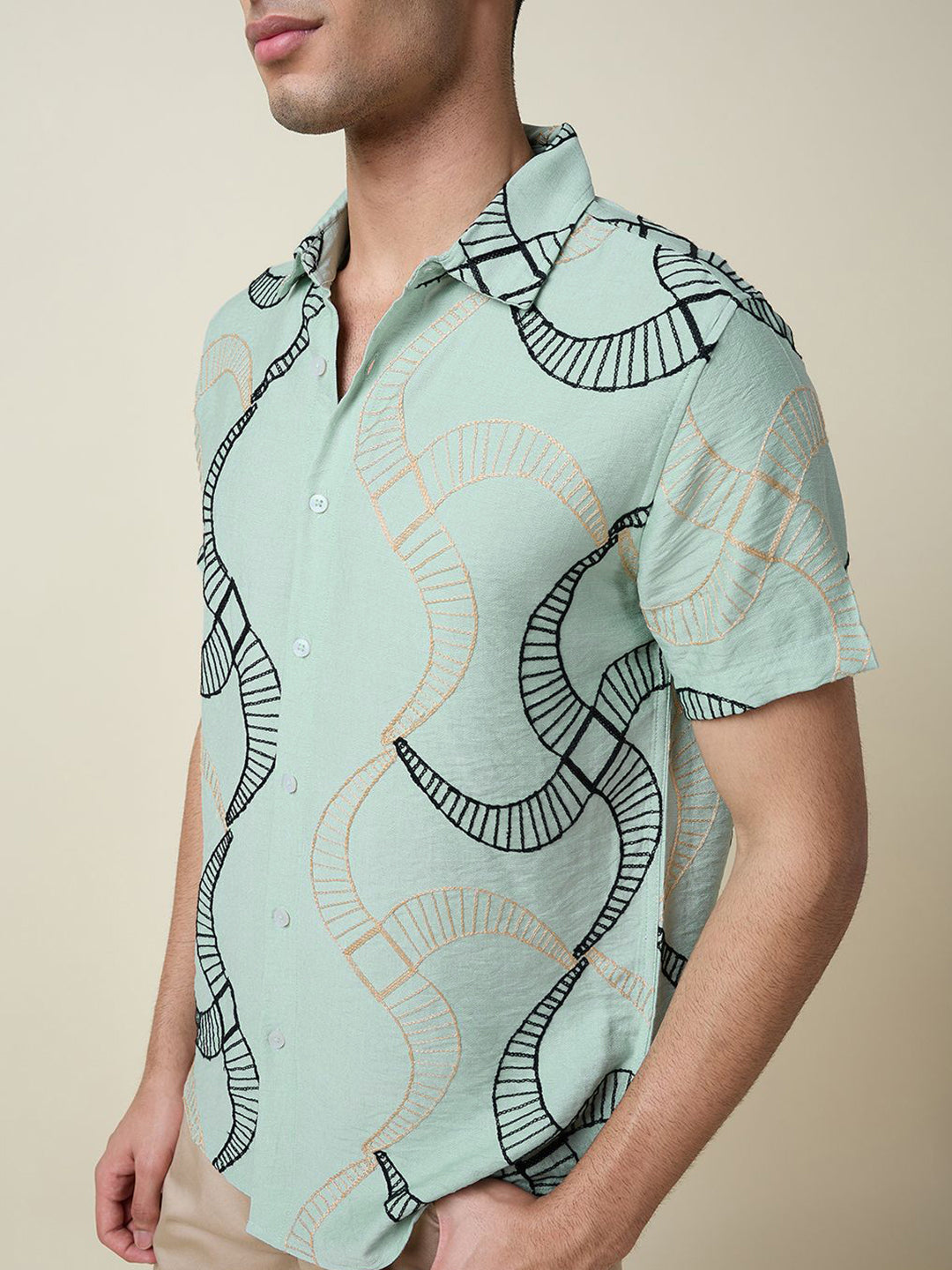 Thomas Scott Men Embroidered Regular Fit Casual Shirt