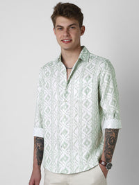 VASTRADO Men Classic Slim Fit Opaque Printed Pure Cotton Casual Shirt