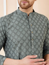 See Designs Ethnic Motifs Woven Design Mandarin Collar Straight Kurta With Pyjamas