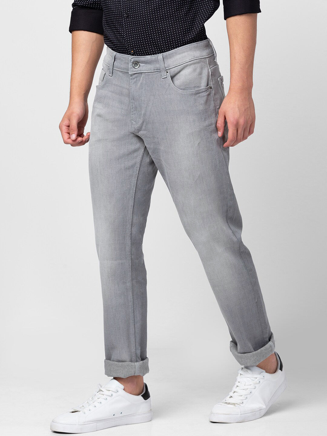 SPYKAR Men Slim Fit Low-Rise Low Distress Light Fade Stretchable Cotton Jeans