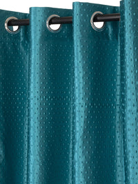 Cortina Teal Green Set of 2 Polka Dots Embossed Door Curtains