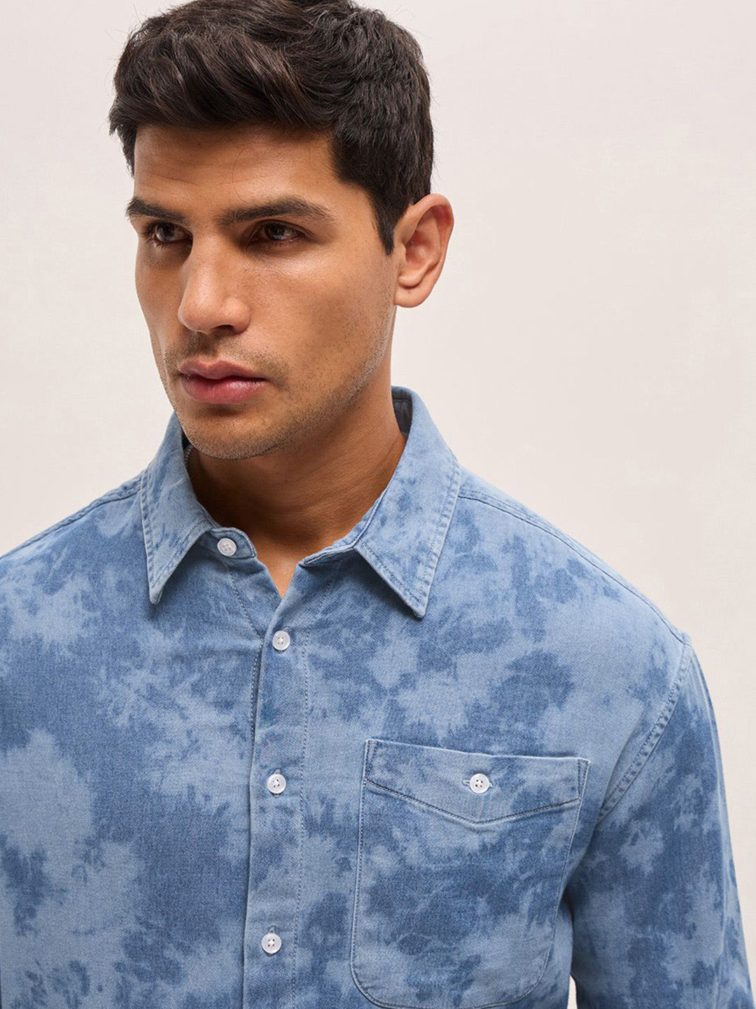 THE BEAR HOUSE Relaxed Fit Dyed Effect Casual Shirt