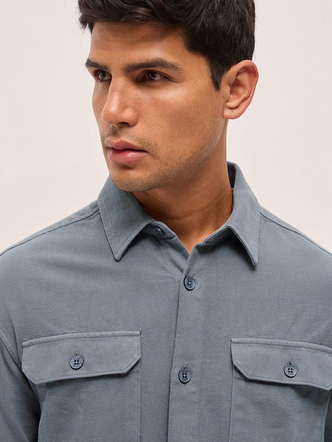 THE BEAR HOUSE Men Spread Collar Solid Pure Cotton Relaxed Fit Casual Shirt