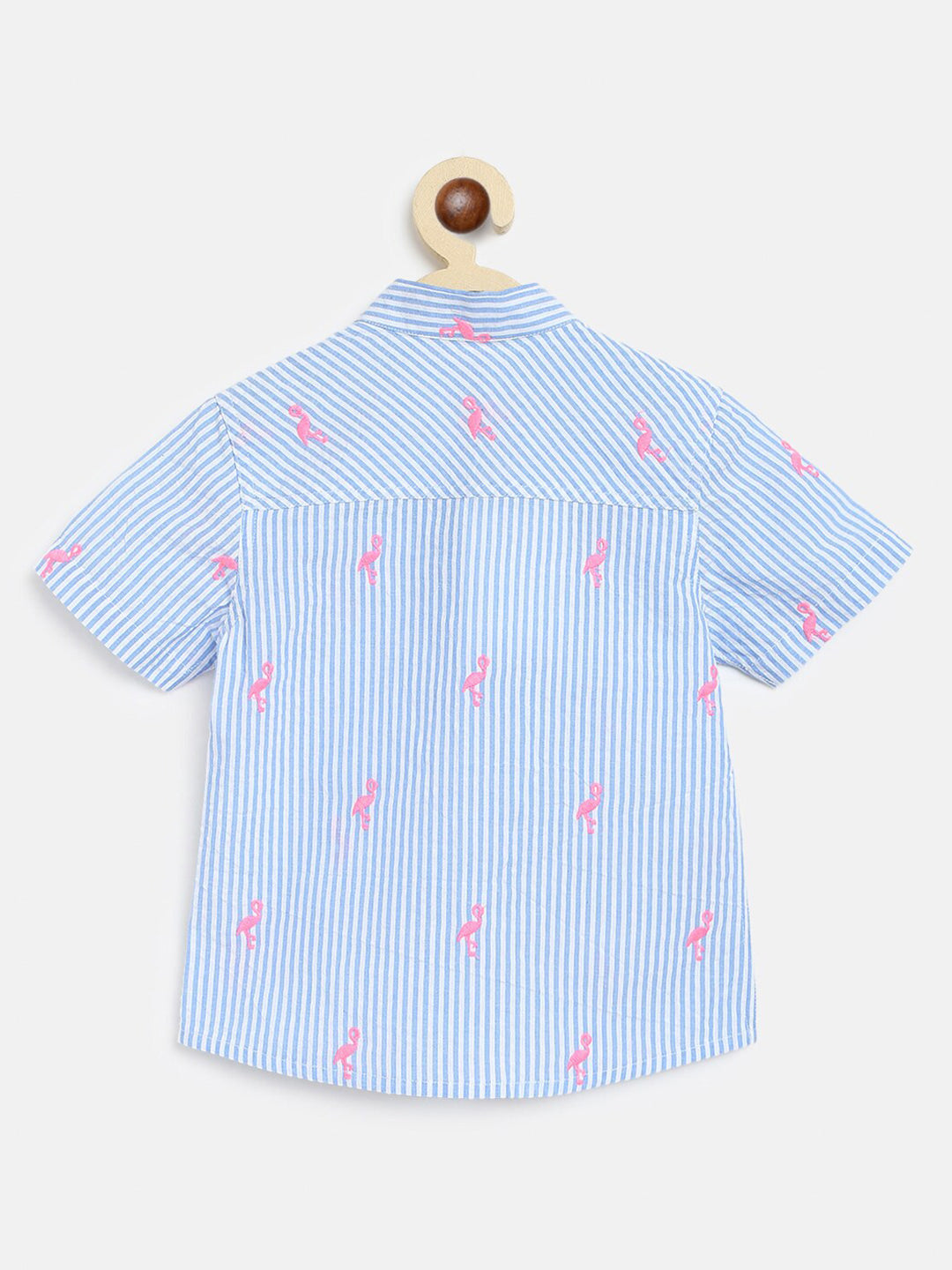 Nauti Nati Boys Blue & White Striped Pure Cotton Shirt with Shorts