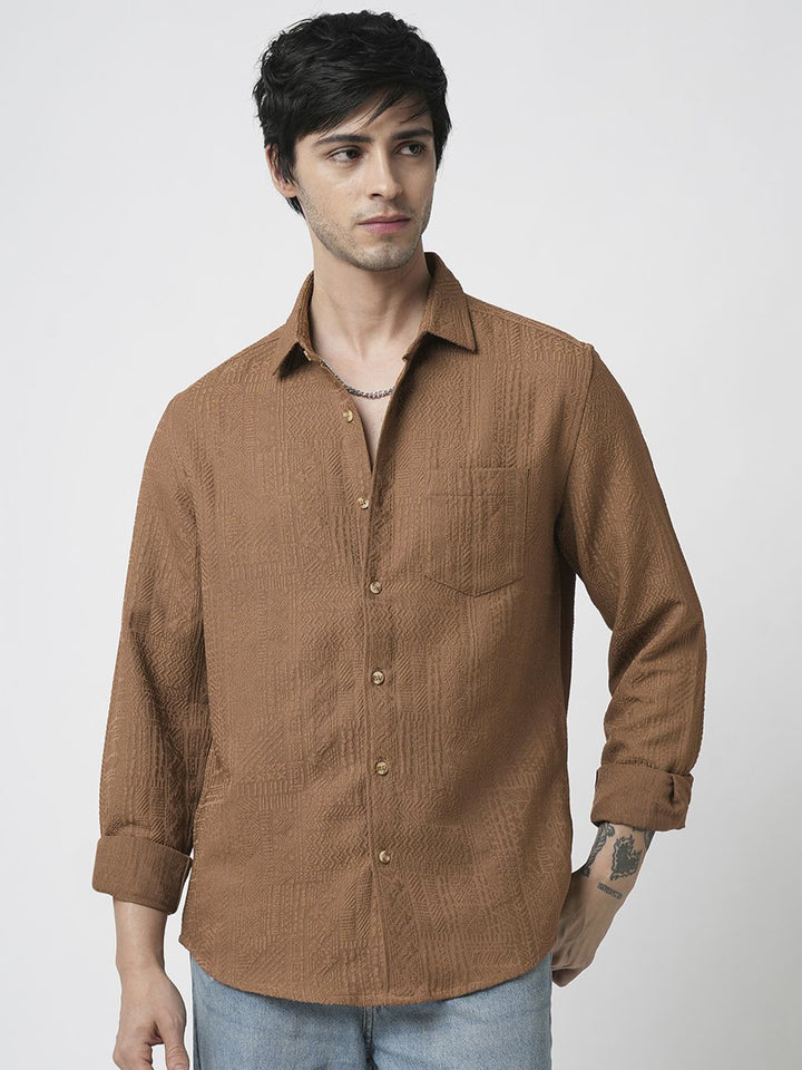 VASTRADO Men Classic Spread Collar Solid Slim Fit Casual Shirt