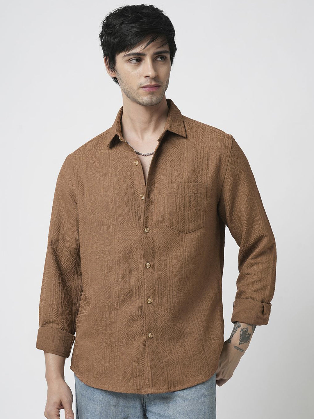 VASTRADO Men Classic Spread Collar Solid Slim Fit Casual Shirt