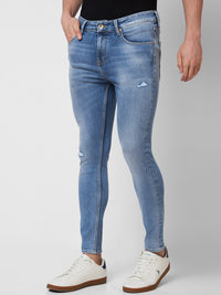 SPYKAR Men Tapered Fit Mildly Distressed Heavy Fade Whiskers Cotton Jeans