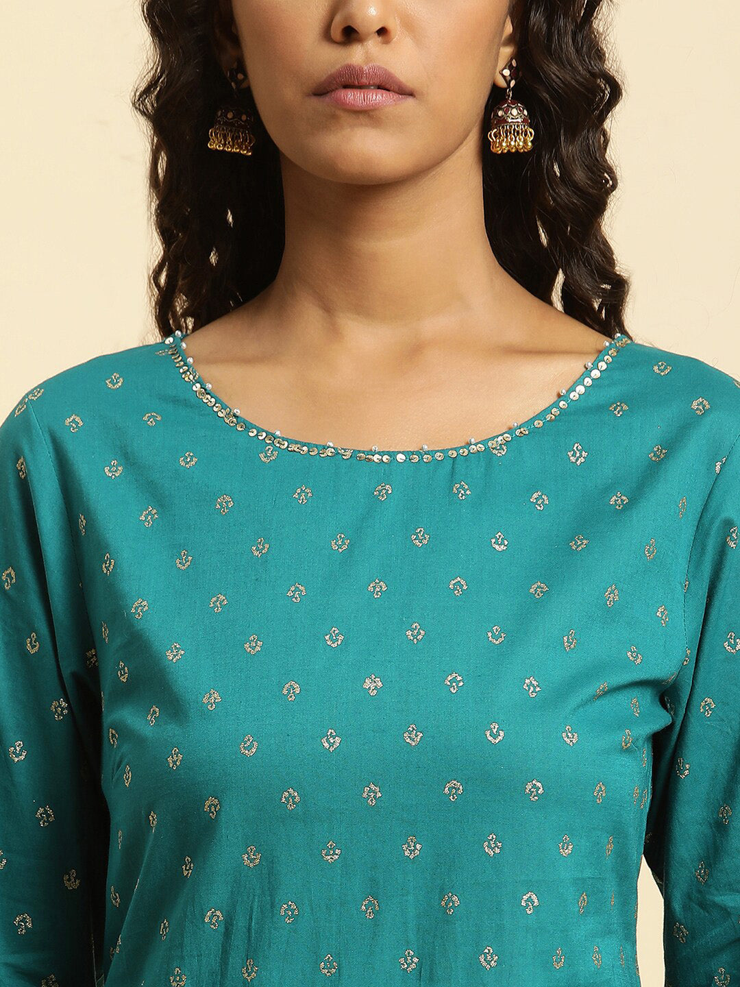 W Ethnic Motifs Printed Pure Cotton Anarkali Kurta