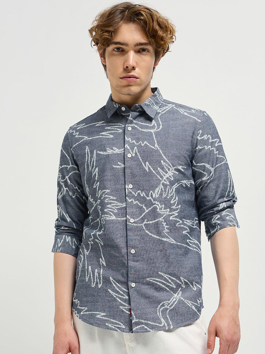 THE BEAR HOUSE Men Spread Collar Abstract Printed Pure Cotton Casual Shirt
