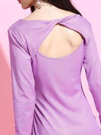 Tokyo Talkies Lavender Bodycon Twisted Back Cutout Mini Dress