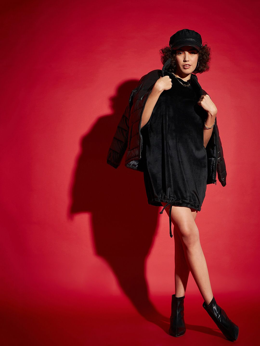 SASSAFRAS Black Tie Up Hem Sheath Dress