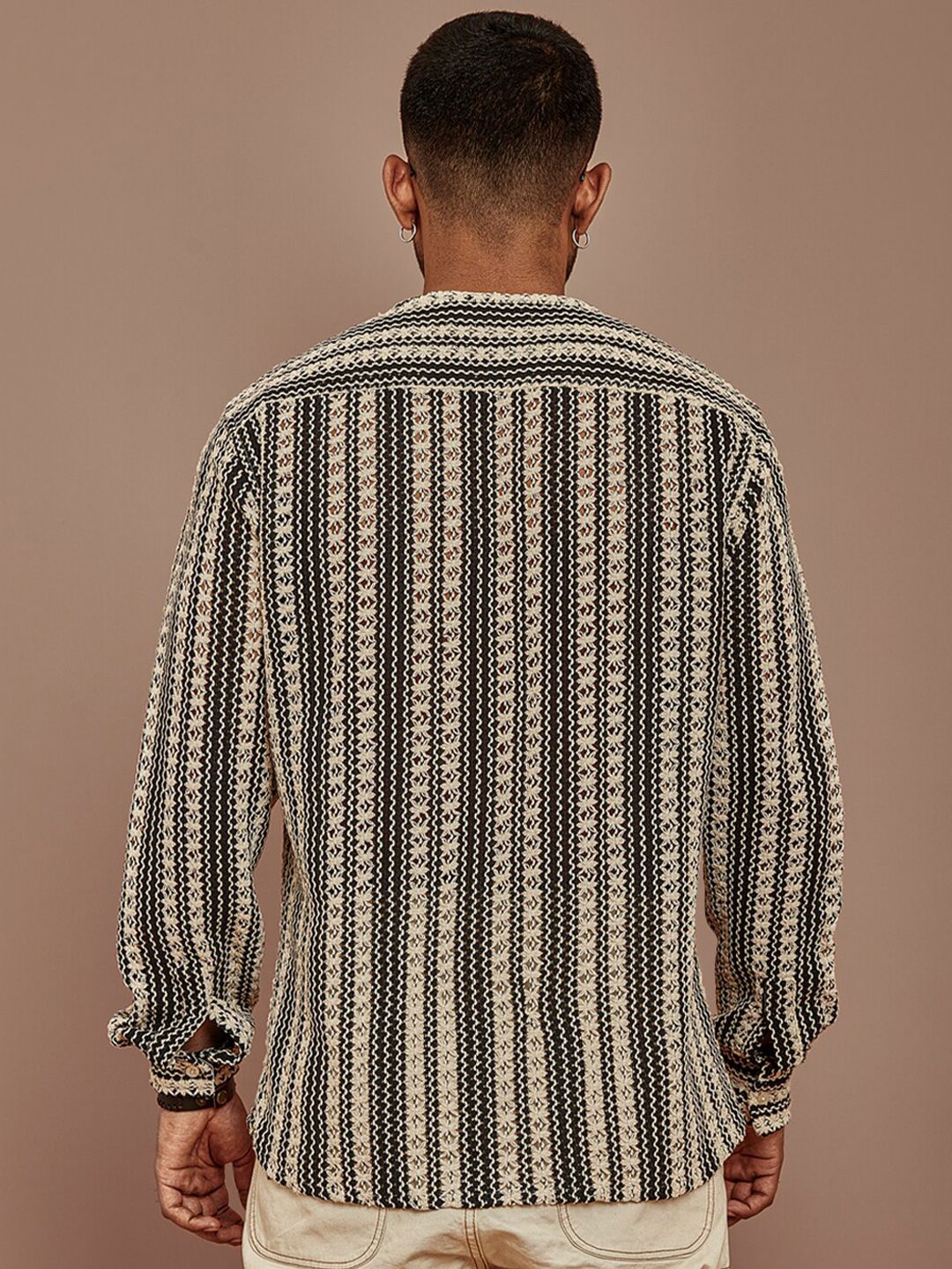 Powerlook Striped Kurta Style Full Sleeves Shirt