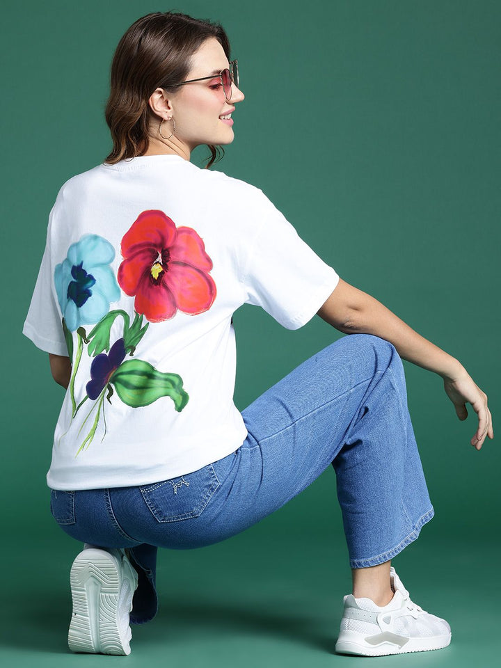 DressBerry Pure Cotton Typography Printed Drop-Shoulder Sleeves T-shirt