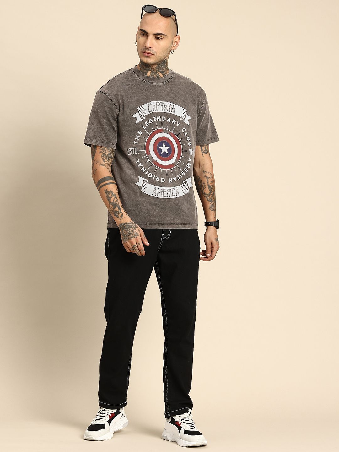 Being Human Pure Cotton Captain America Printed Relaxed Fit T-shirt