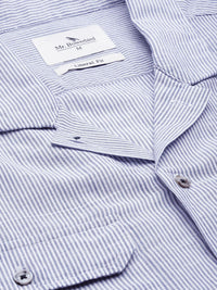 Mr Bowerbird Men Navy Blue & White Liberal Fit Striped Casual Shirt