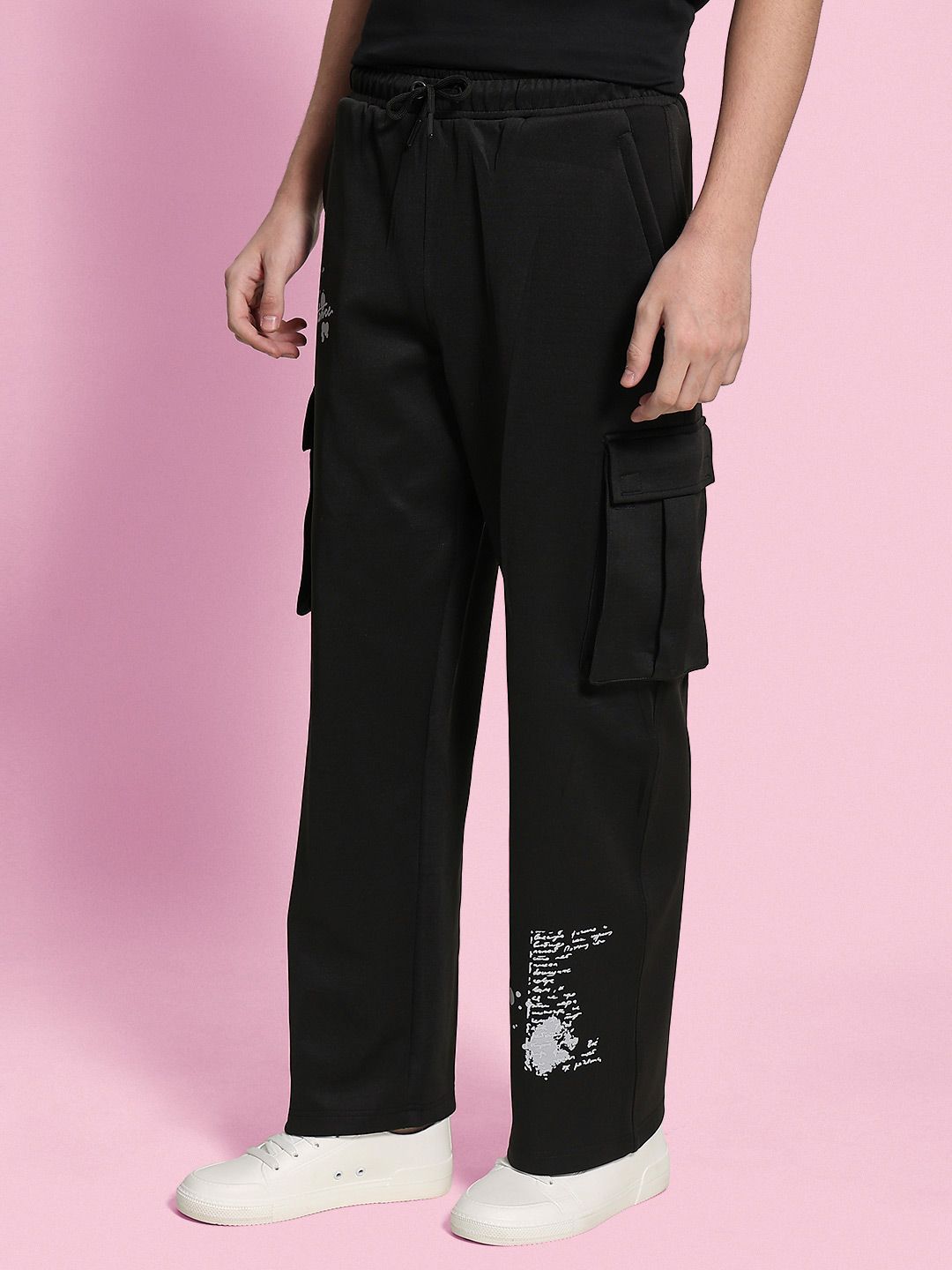 Bene Kleed Men Printed Plated Interlock Relaxed FitTrousers