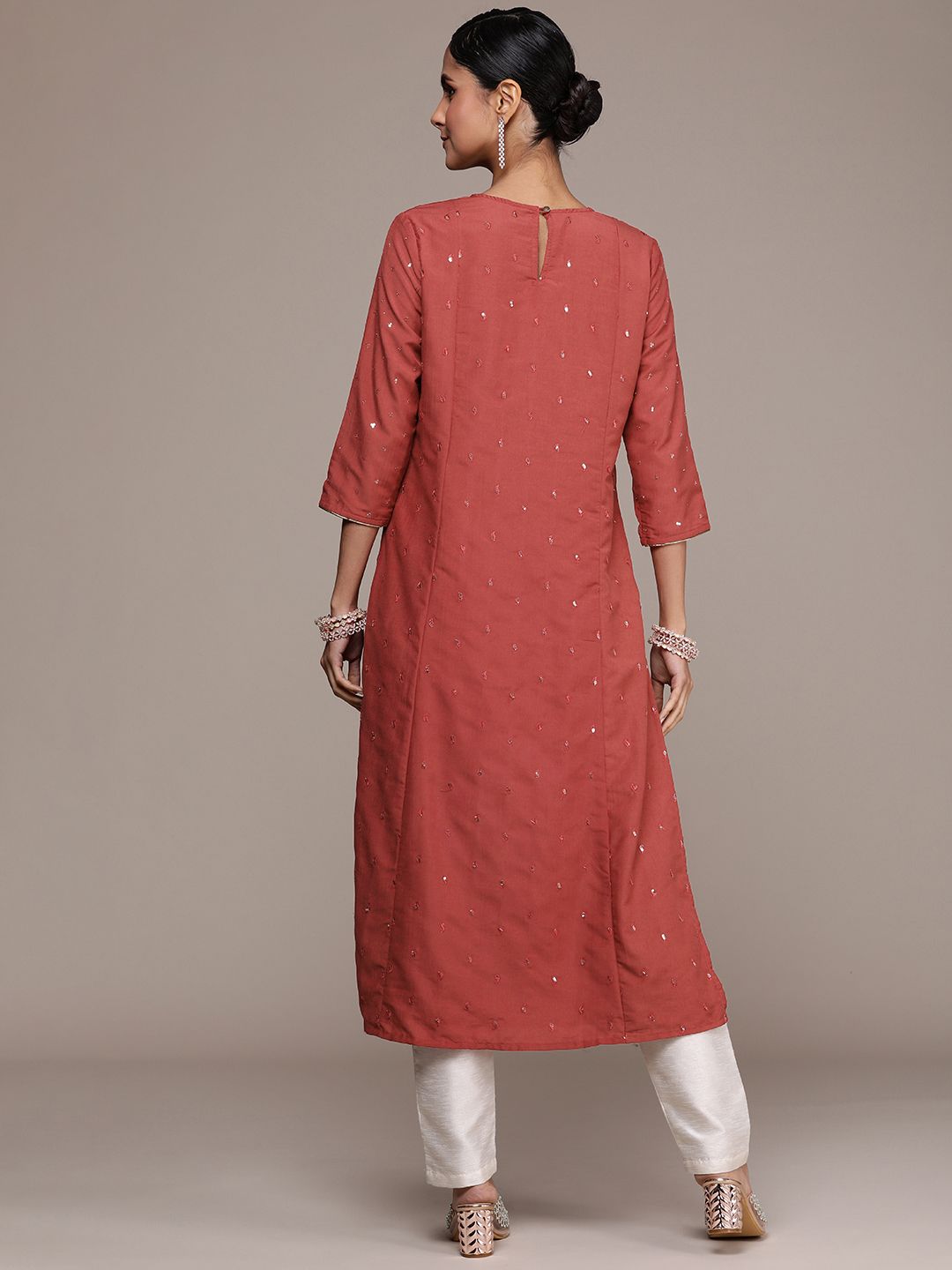 House of Pataudi Embellished Sequined Straight Jashn Kurta