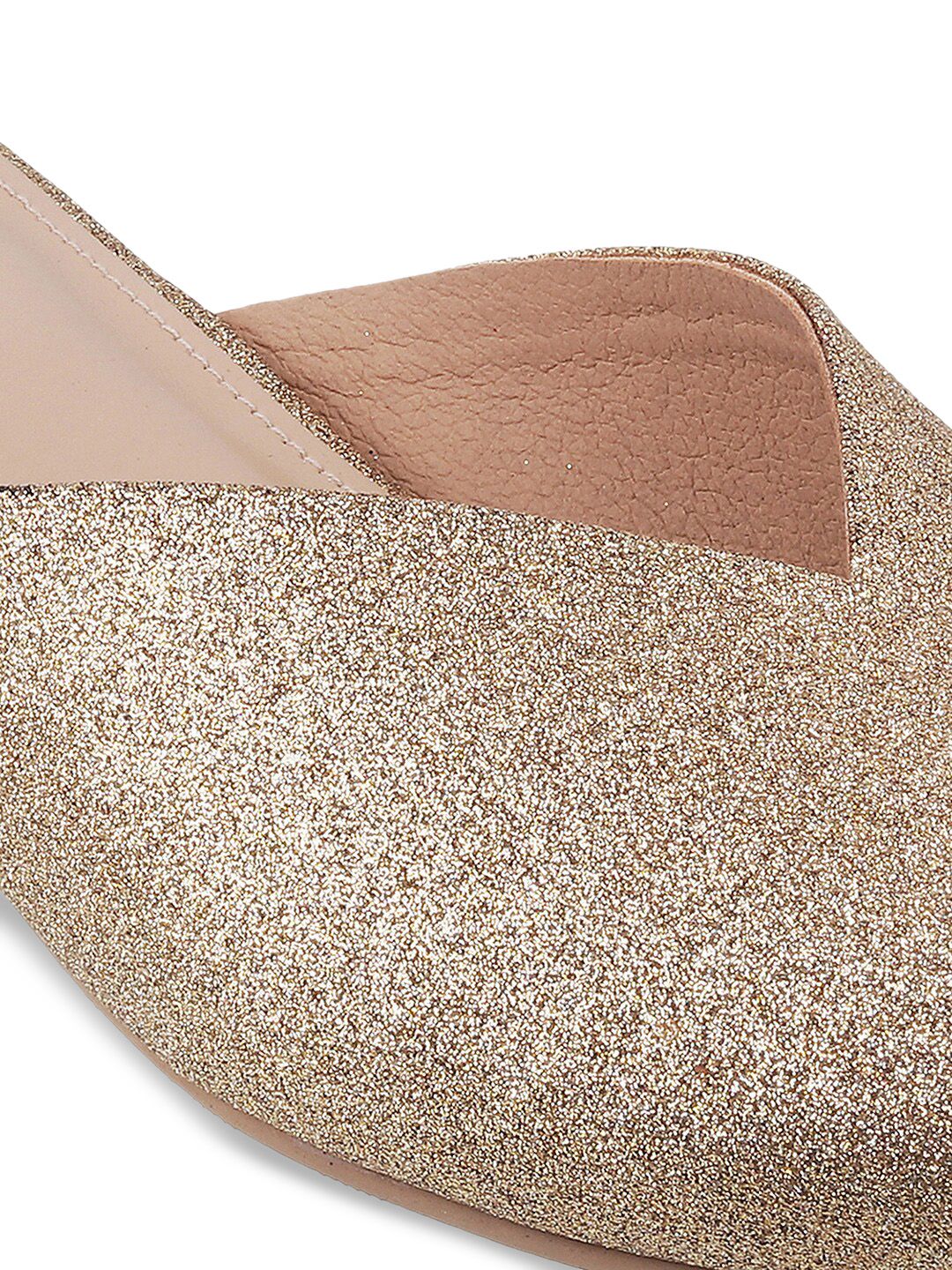 Metro Gold-Toned Embellished Block Mules