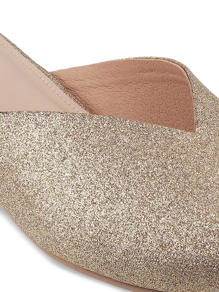 Metro Gold-Toned Embellished Block Mules