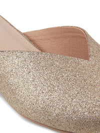 Metro Gold-Toned Embellished Block Mules