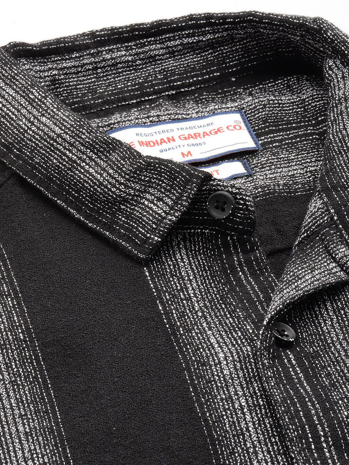 The Indian Garage Co Men Slim Fit Striped Double Flap Casual Shirt