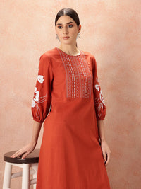 all about you Yoke Design Regular Thread Work Pure Cotton Kurta & Trousers