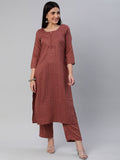 KALINI Women Self Design Pure Cotton Kurta With Trousers