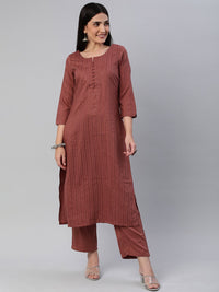 KALINI Women Self Design Pure Cotton Kurta With Trousers
