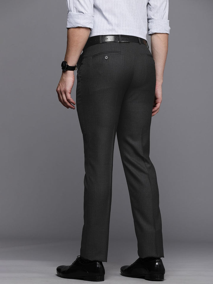 Raymond Men Grey Solid Slim Fit Wrinkle Free Formal Trousers