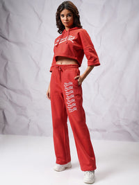 Tokyo Talkies Printed Hooded Terry Relaxed fit Sweatshirt with Trousers