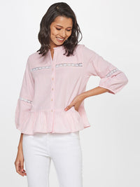AND Striped Puff Sleeve Cotton Top