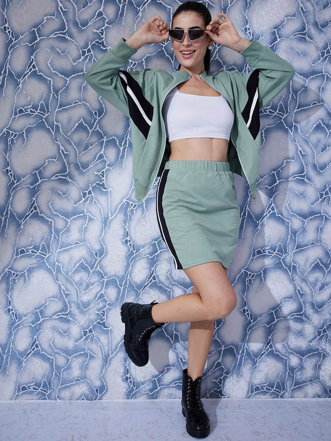 Athena Colourblocked Sweatshirt With Straight Skirt Co-Ords