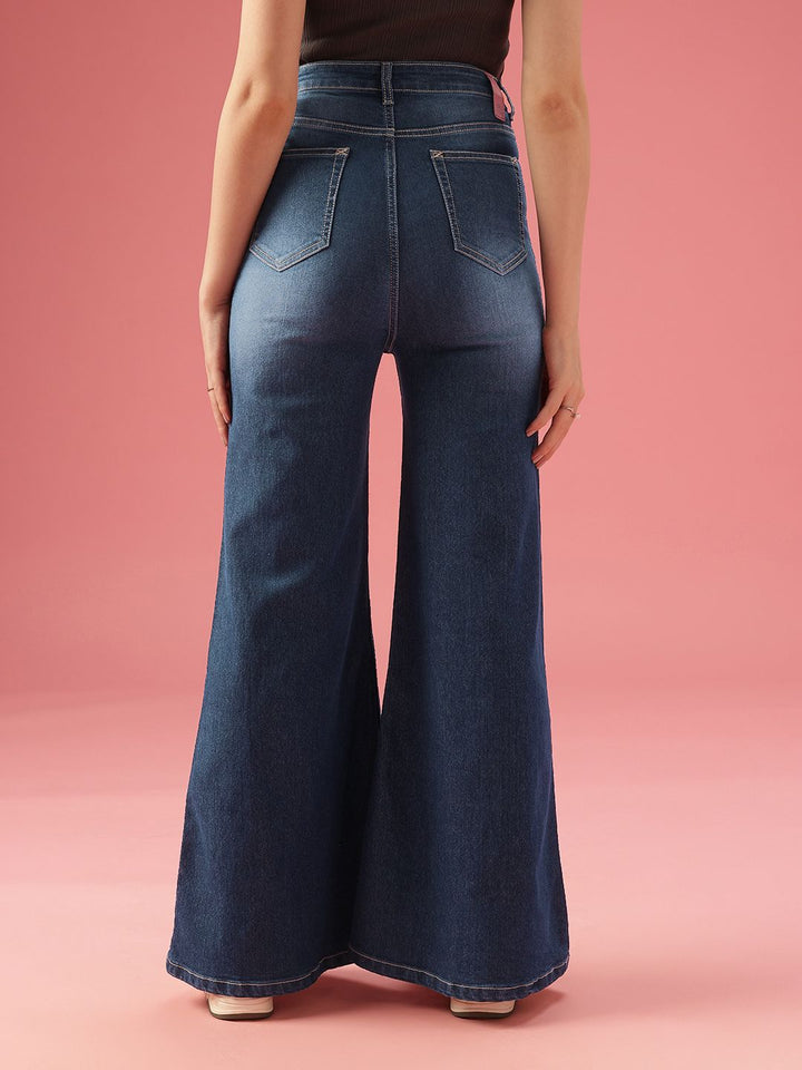 DressBerry Women Flared High-Rise Light Fade Stretchable Jeans