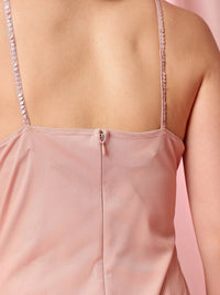STREET 9 Pink Shoulder Straps Embellished Sequinned Net Maxi Dress