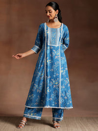 Libas Floral Printed Panelled Pure Cotton Kurta with Palazzos