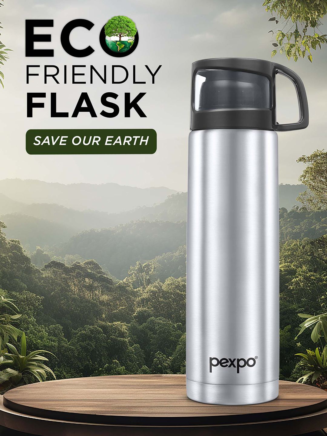 Pexpo Fererro Silver-Toned ISI Certified Thermosteel Hot flask Insulated Water Bottle 1L