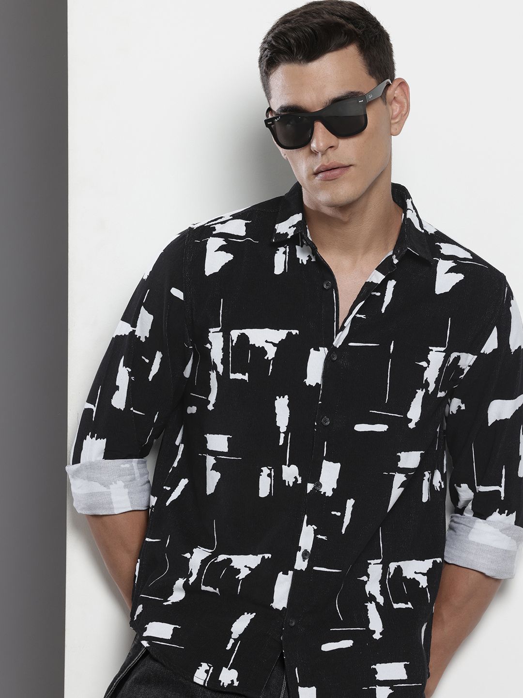 The Indian Garage Co Pure Cotton Abstract Printed Corduroy Shirt