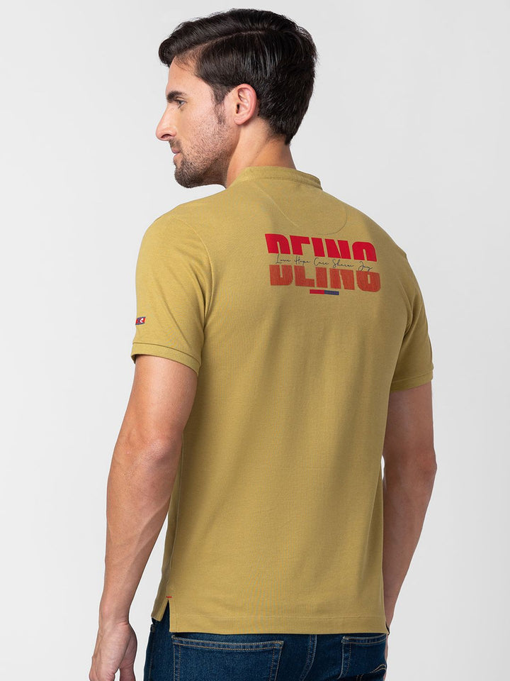 Being Human Clothing Men Pure Cotton Henley Neck Applique T-shirt