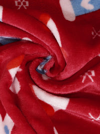 KLOTTHE Red Conversational Printed Woolen 300 TC Single Fine Bedsheet with a Pillow Cover