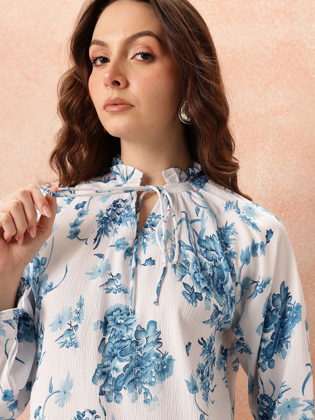 all about you Floral Print Tie-Up Neck Top
