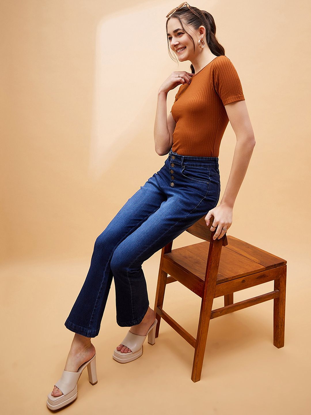 SASSAFRAS BASICS Women Bootcut Light Fade Clean Look Stretchable Jeans