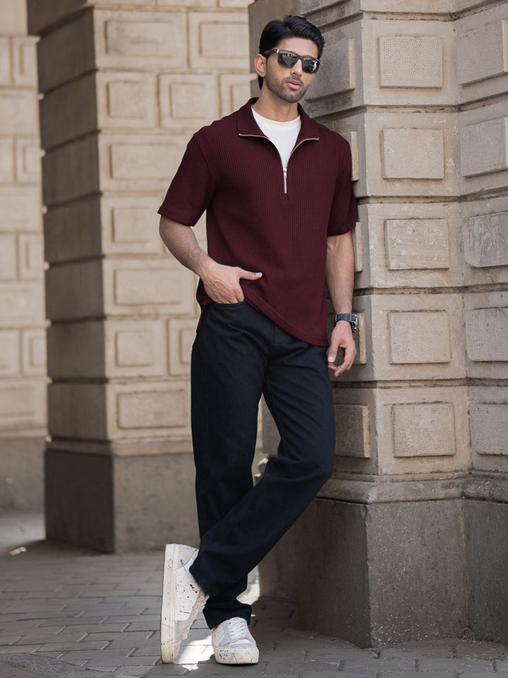 Powerlook Men Polo Collar Drop-Shoulder Sleeves T-shirt