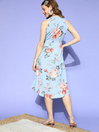 Berrylush Women Stunning Blue Floral Bustier Dress
