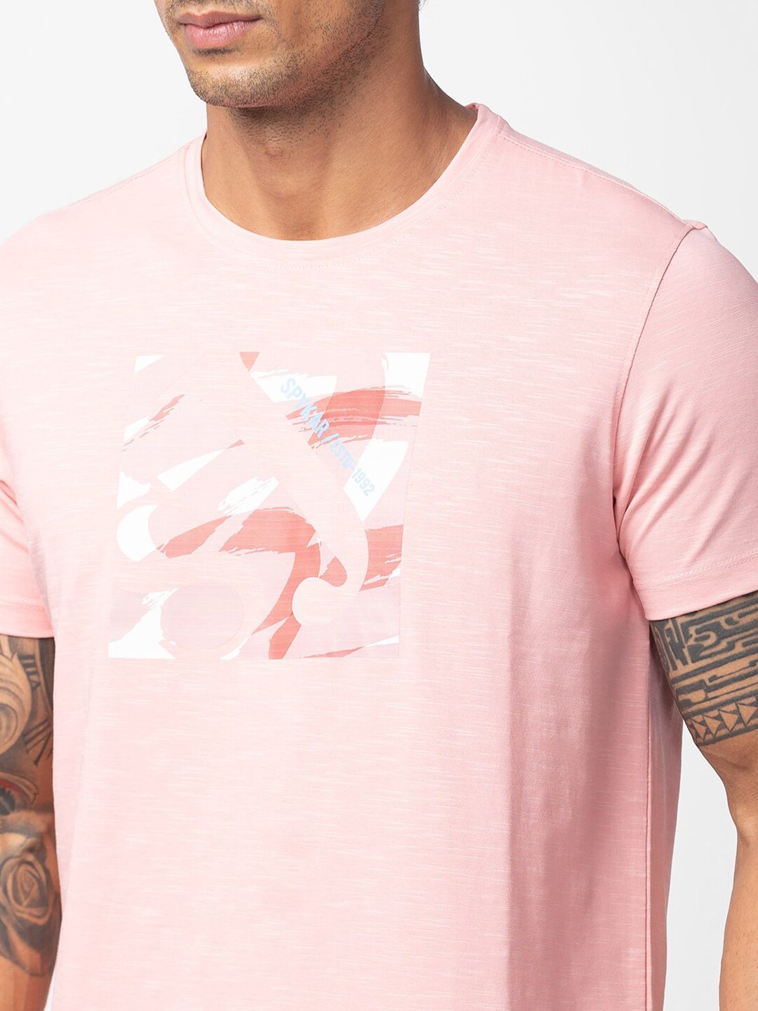 SPYKAR Men Printed Slim Fit Cotton T-shirt